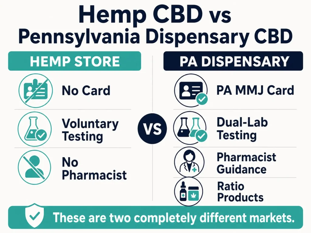 hemp CBD vs Pennsylvania dispensary CBD infographic