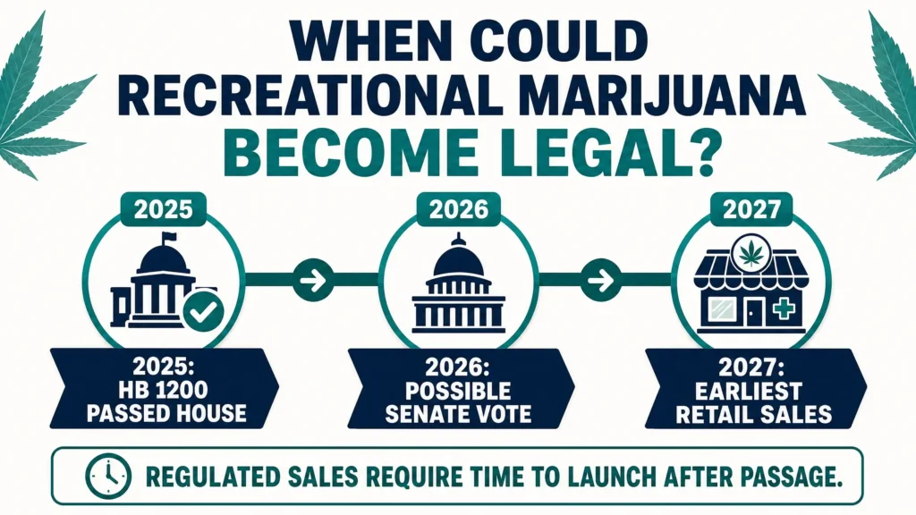 Pennsylvania recreational marijuana legalization timeline infographic