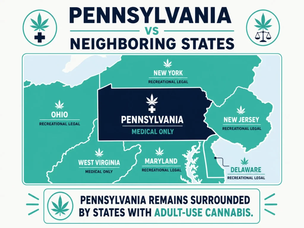 neighboring states recreational marijuana map infographic