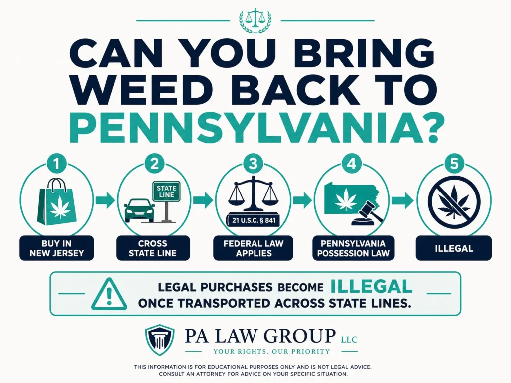 bringing marijuana from New Jersey to Pennsylvania infographic