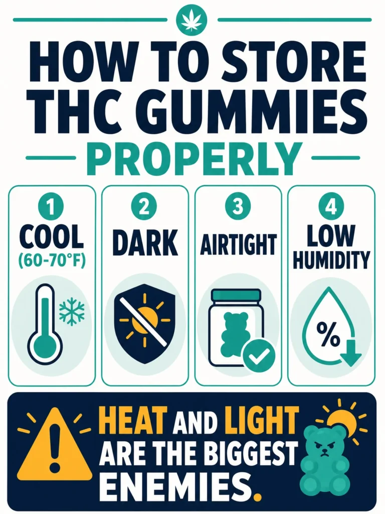 how to store THC gummies properly infographic