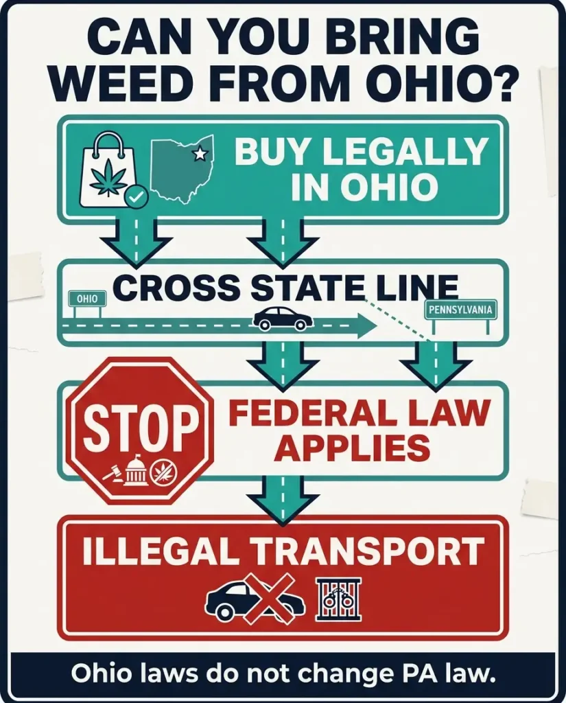 bringing marijuana from Ohio to Pennsylvania infographic