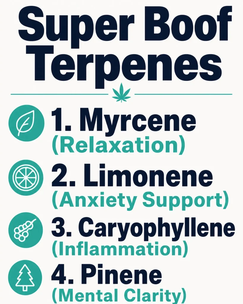 Super Boof terpene profile infographic
