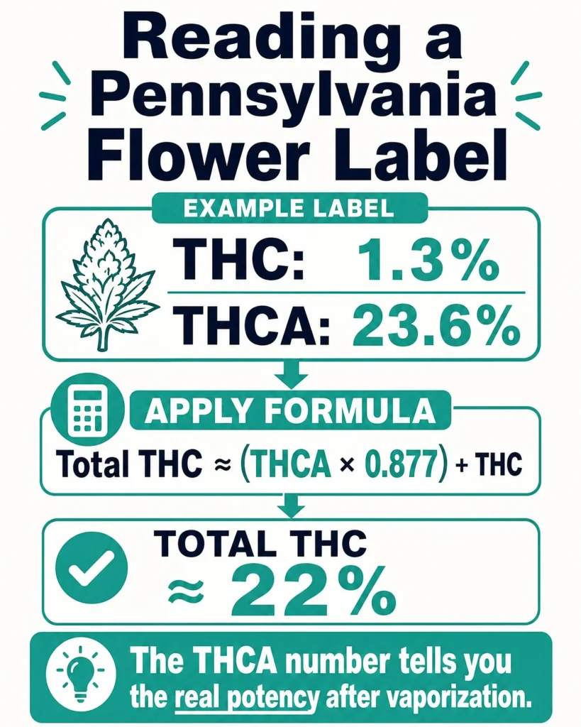 how to read a Pennsylvania dispensary flower label infographic