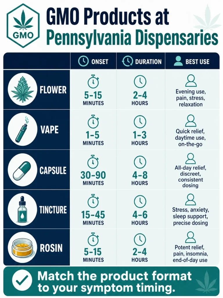 GMO products at Pennsylvania dispensaries infographic
