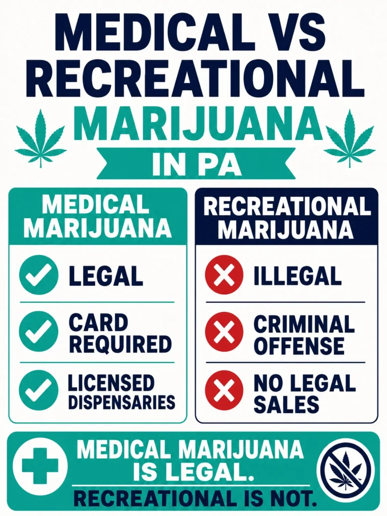 medical marijuana vs recreational marijuana in Pennsylvania infographic