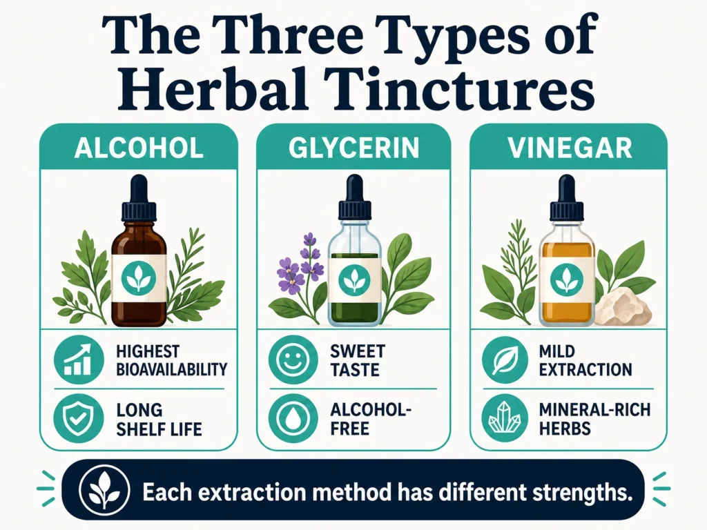 three types of herbal tinctures infographic