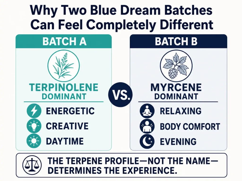 why Blue Dream batches feel different infographic