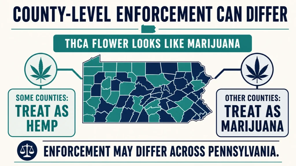 county level THCA enforcement in Pennsylvania infographic