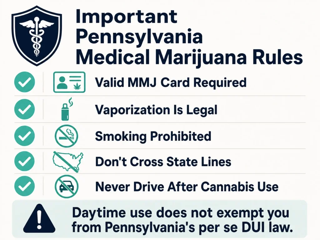 Pennsylvania medical marijuana legal rules for Sour Diesel infographic