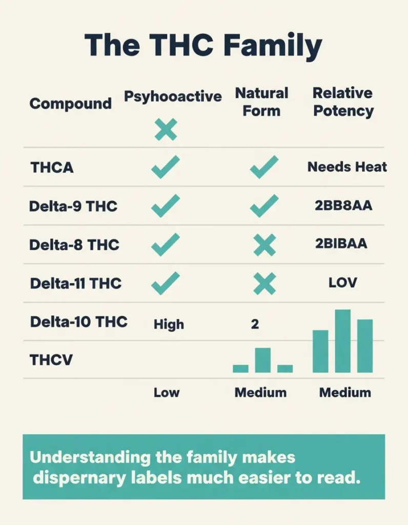THC family comparison infographic