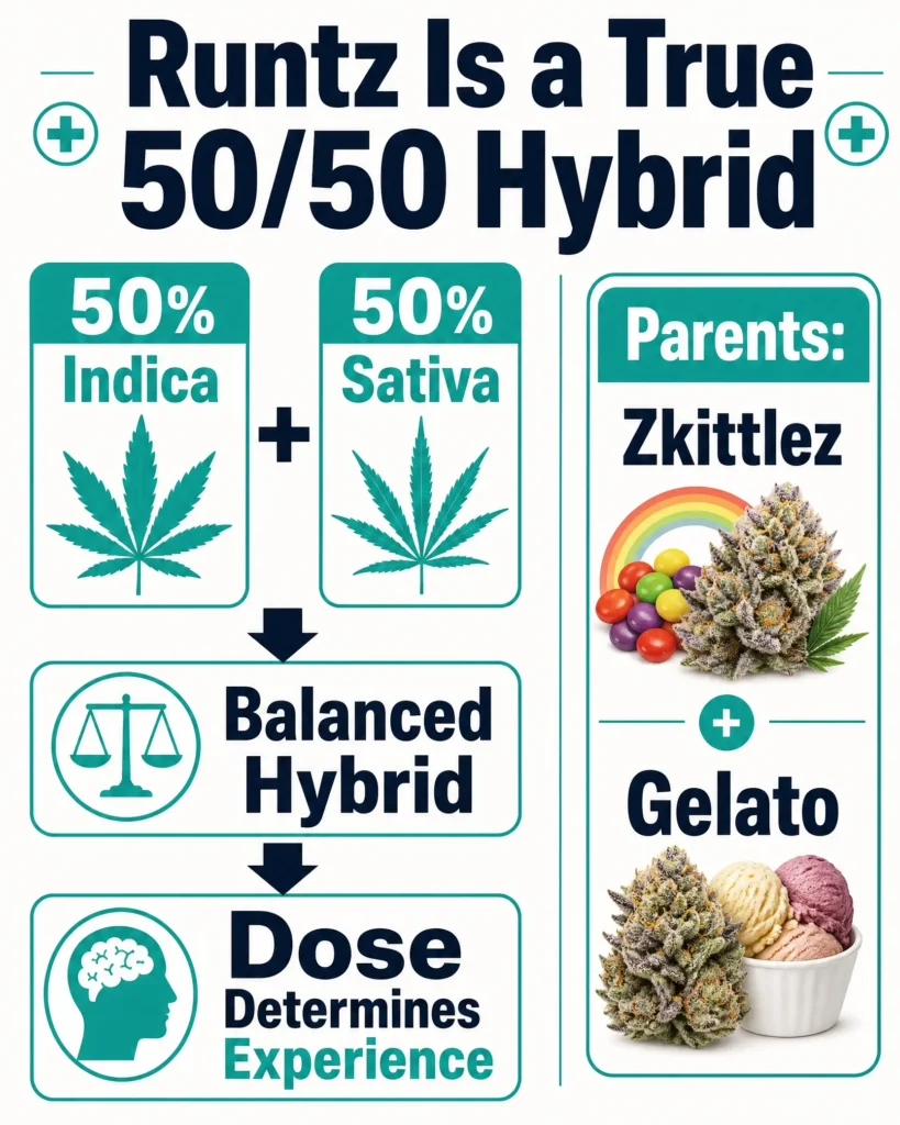 Runtz 50 50 hybrid genetics infographic
