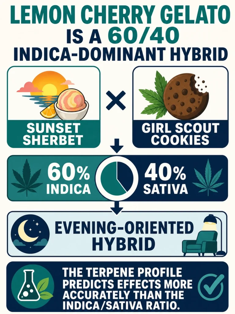 Lemon Cherry Gelato 60 40 hybrid genetics infographic