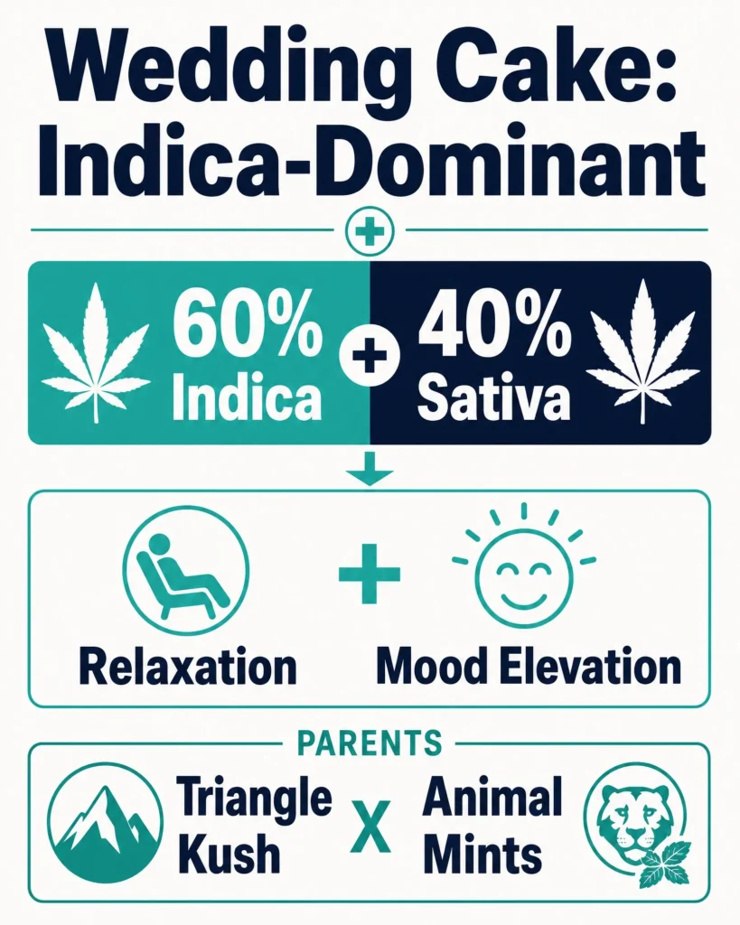 Wedding Cake indica dominant hybrid infographic