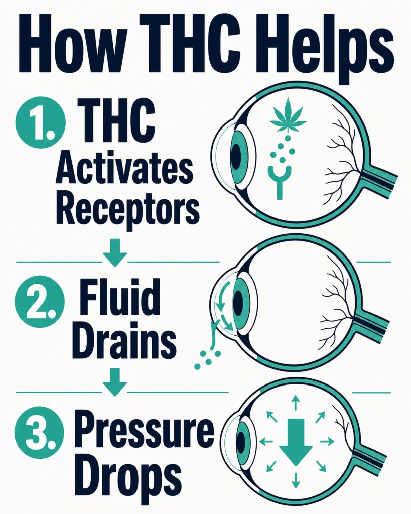 how THC lowers intraocular pressure infographic