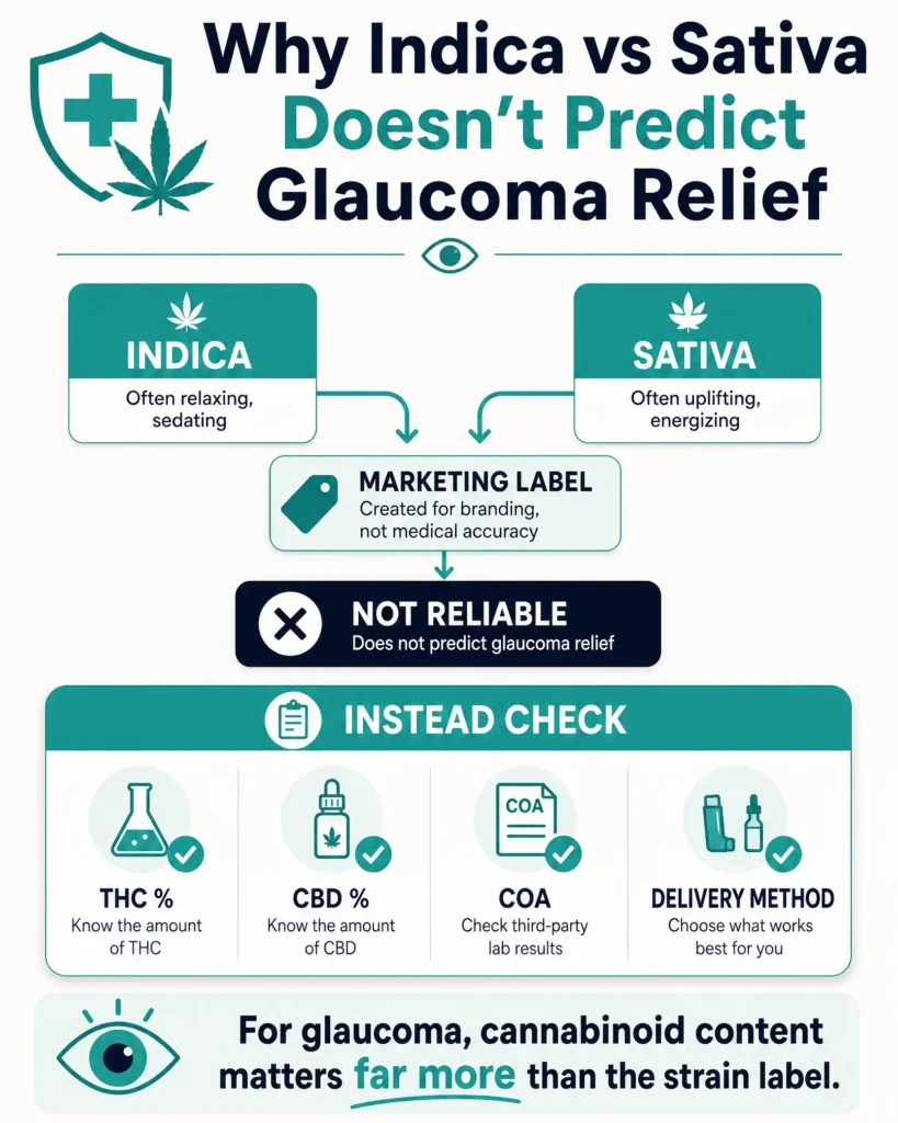 why indica and sativa do not predict glaucoma relief infographic