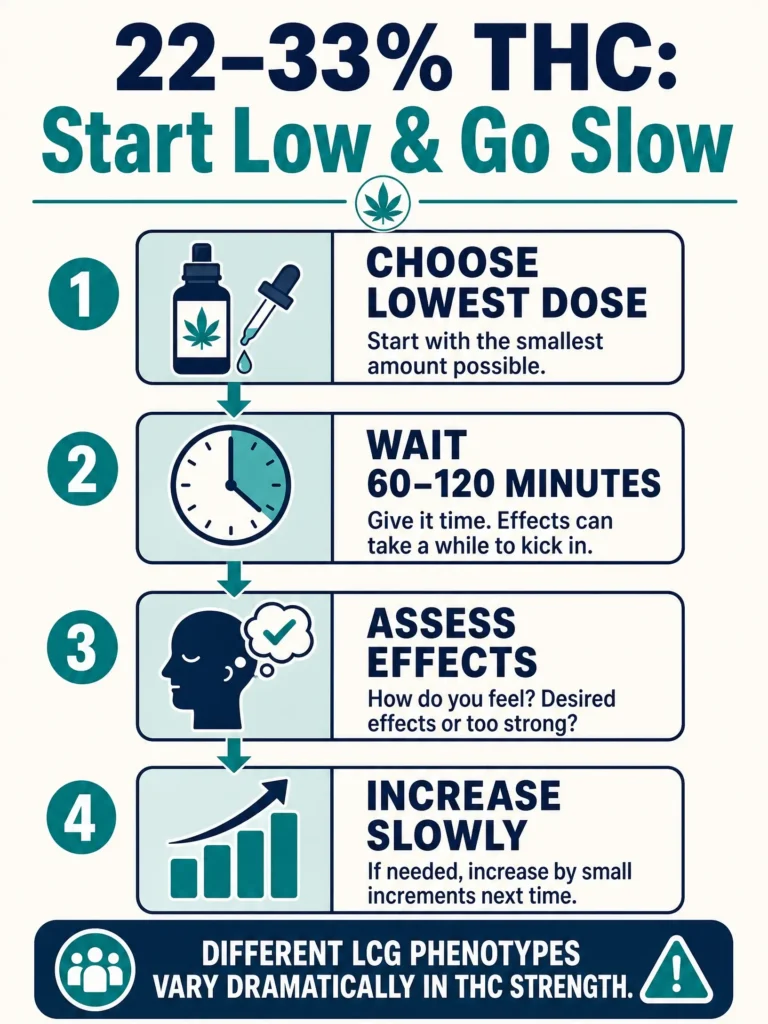 Lemon Cherry Gelato THC dosing guide infographic