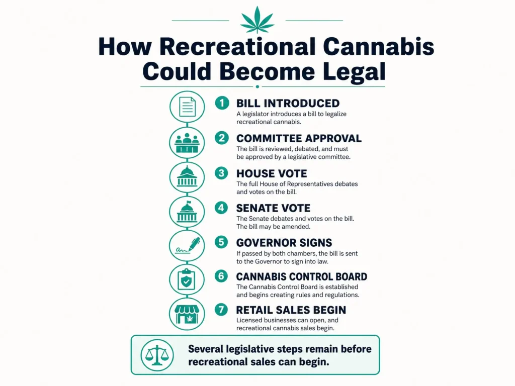 Pennsylvania recreational marijuana legalization process infographic