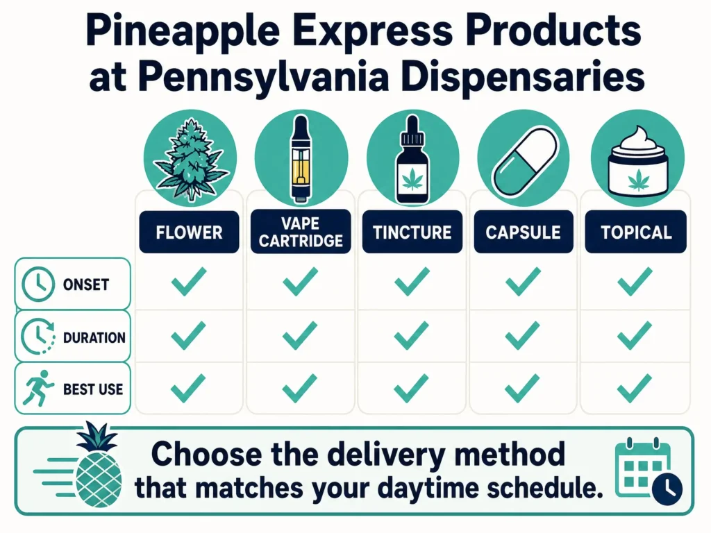 Pineapple Express products at Pennsylvania dispensaries infographic