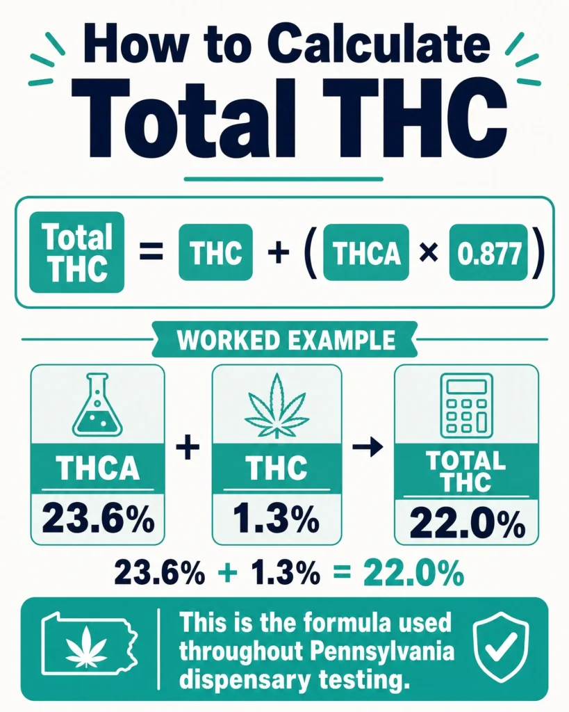 total THC formula THCA x 0.877 infographic