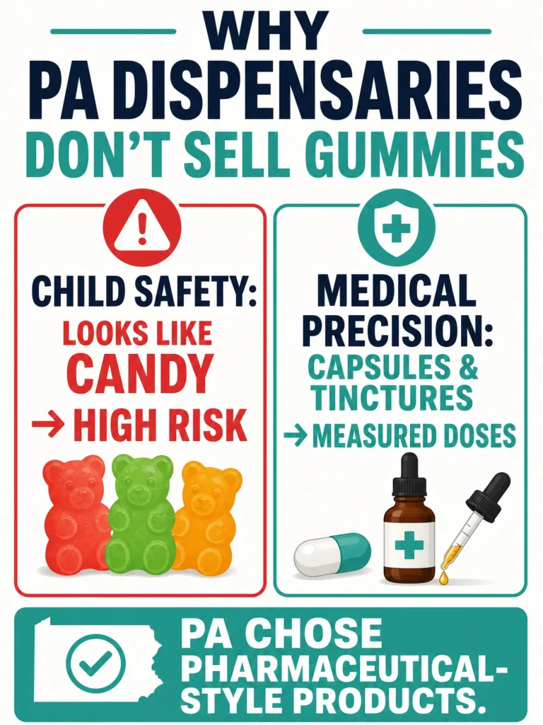 why Pennsylvania dispensaries do not sell gummies infographic