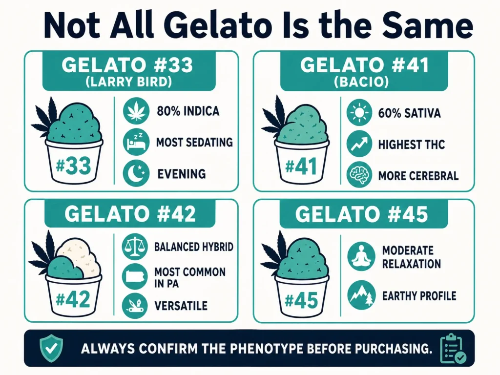 Gelato phenotype comparison infographic