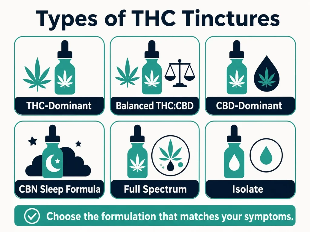 types of THC tinctures infographic