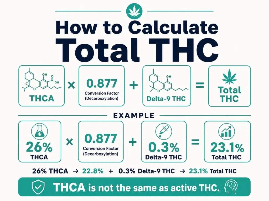 how to calculate total THC from THCA infographic