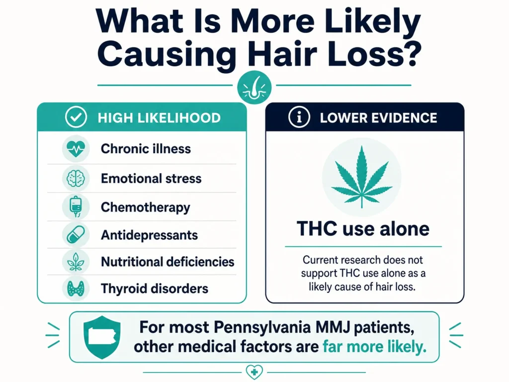 common causes of hair loss in Pennsylvania medical marijuana patients infographic