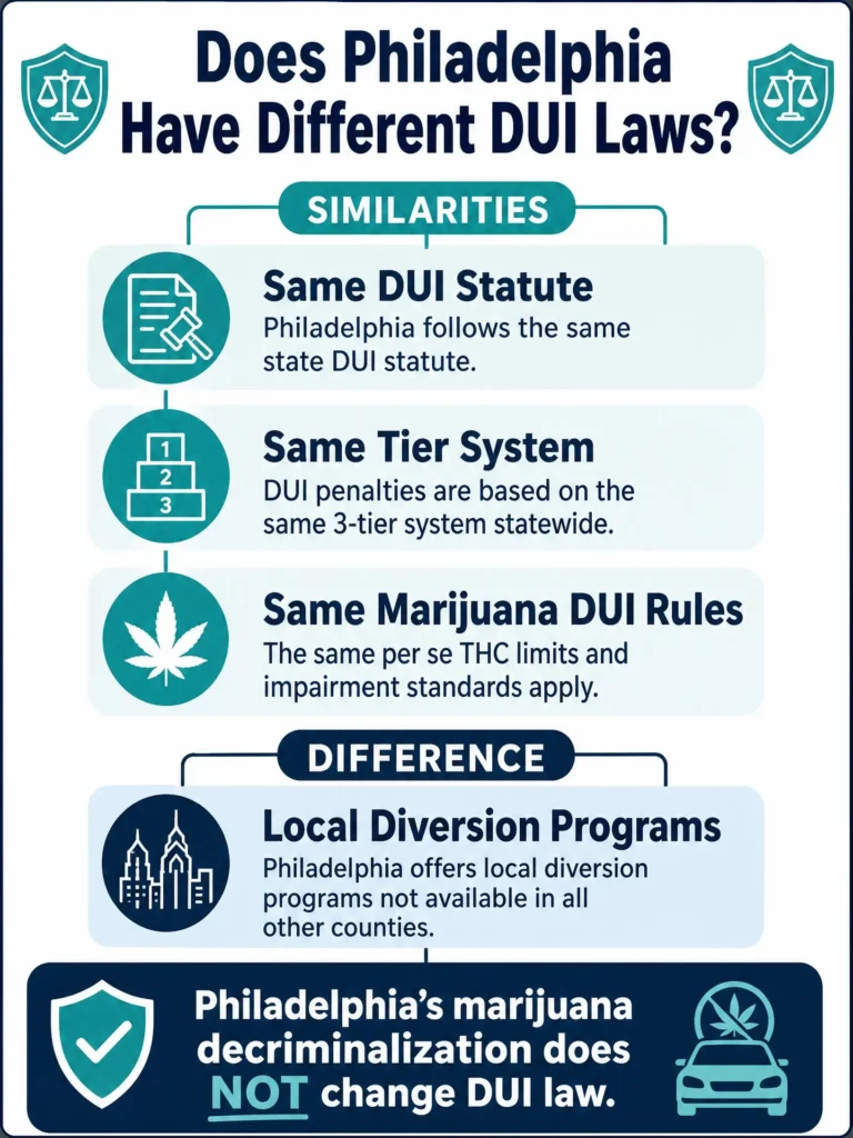Philadelphia DUI laws and marijuana infographic