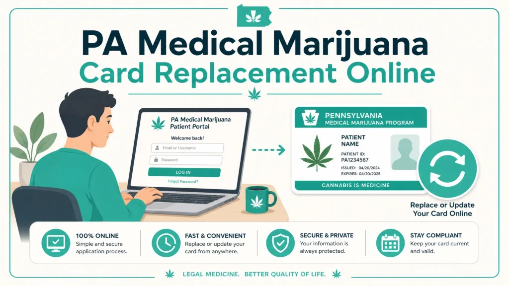 PA medical marijuana card replacement online infographic