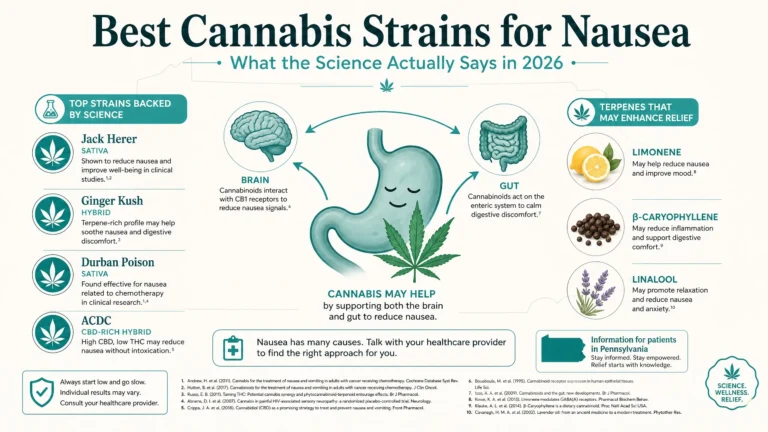 best cannabis strains for nausea infographic