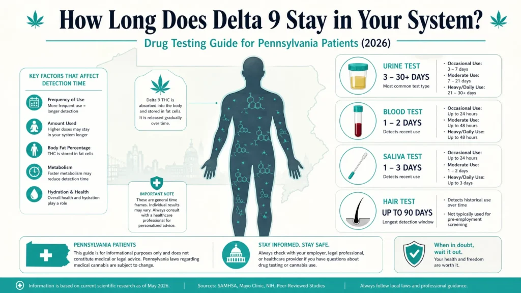 how long does delta 9 stay in your system infographic