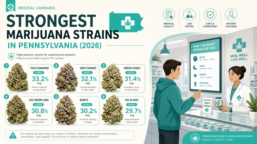 strongest marijuana strains Pennsylvania 2026 infographic
