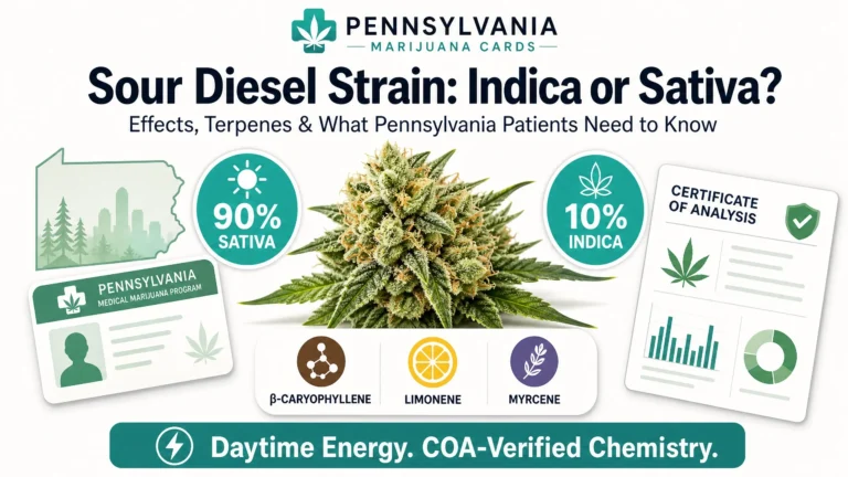 Sour Diesel strain indica or sativa infographic