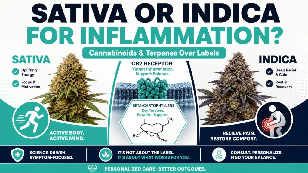 sativa vs indica for inflammation infographic