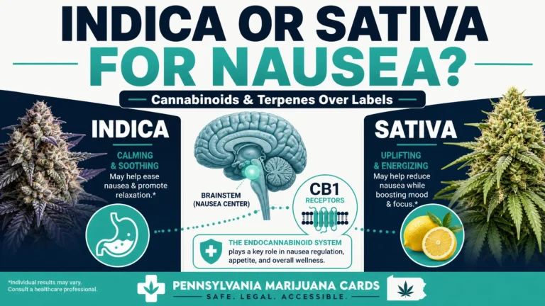 indica vs sativa for nausea infographic