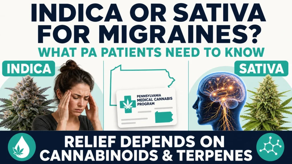 indica vs sativa for migraines infographic