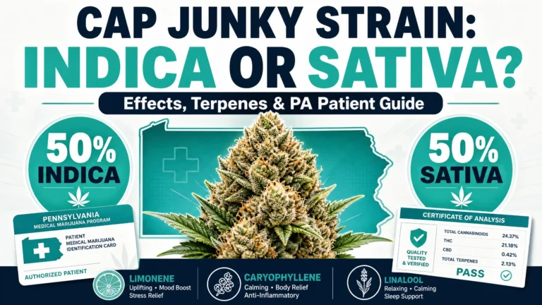 Cap Junky strain indica or sativa infographic