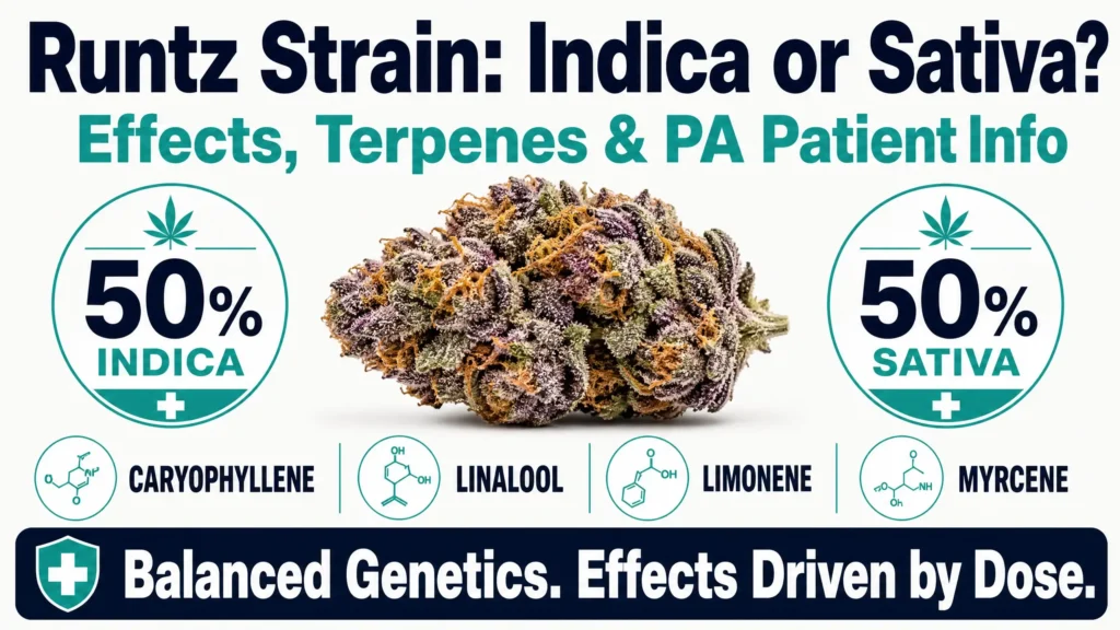 Runtz strain indica or sativa infographic