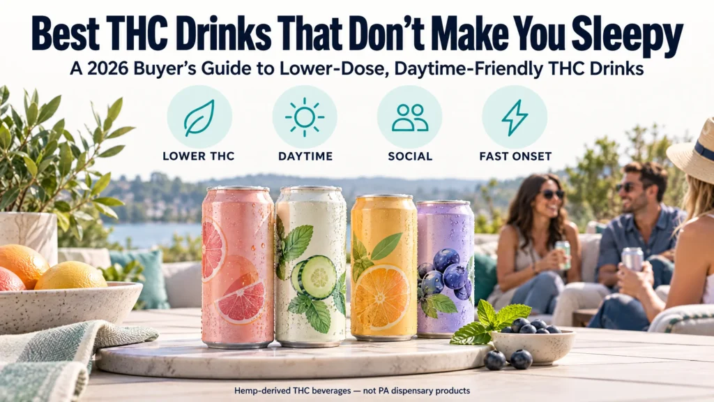 Best THC drinks for daytime use with lower dose and fast onset